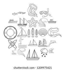 Water bewitched icons set. Outline set of 25 water bewitched vector icons for web isolated on white background