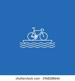 Water bicycle, sea biking logo icon sign symbol vector illustration