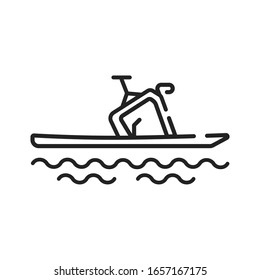Water bike black line icon on white background. Extreme sport. Pictogram for web page, mobile app, promo. UI UX GUI design element. Editable stroke.
