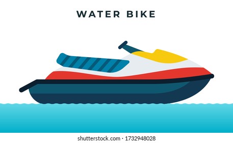 Water bike, jet ski, high-speed personal watercraft vector icon flat isolated.