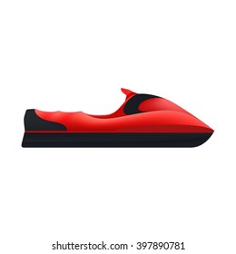 Water bike or jetski or hydrocycle. Aquabike to ride sitting. Water bike. Sea or river ship, flat icon. Sea and river vehicles. Isolated on white background.