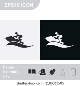 Water bike. Water scooter flat black and white vector icon.