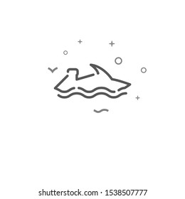 Water bike simple vector line icon. Symbol, pictogram, sign. Light background. Editable stroke