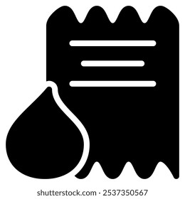 water bill icon with glyph style. Suitable for website design, logo, app and UI. Based on the size of the icon in general, so it can be reduced.