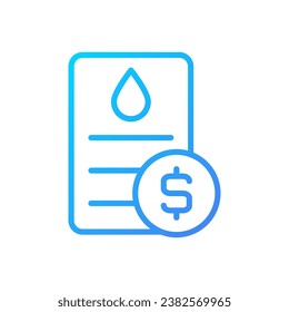 Water bill pixel perfect gradient linear vector icon. Public utility service payment. Debt for utilities usage. Thin line color symbol. Modern style pictogram. Vector isolated outline drawing