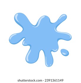 Water blot, splash, puddle. Clean pure liquid stain, spot. Sprayed aqua. Wet blotch, cool drop, spilled fluid, splatter, design element. Flat vector illustration isolated on white background