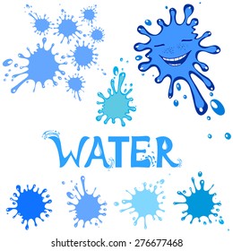 Water blots and splashes. Water Icon Set. Vector Illustration.