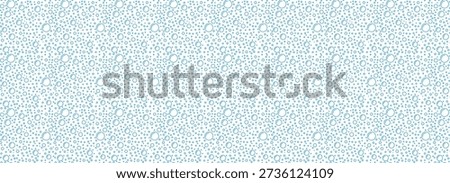Water blue bubble on the white background. Doodle seamless pattern line bubbles. Sketch rounded fizzy drink shapes. Air foam soap. Aqua shower drop and sparkle background. Vector illustration