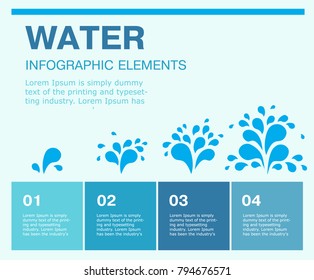Water blue design elements. Process chart. 4 steps, options, parts or processes. Vector business template for presentation. Creative concept for infographic.
