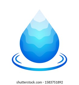 Water And blue Drop Icon. Isolated aqua Logotype On White Background. Vector Illustration, Graphic Design For Web, Websites, Print Material