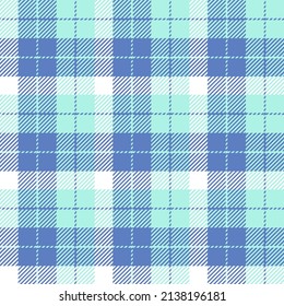 Water blue gingham plaid. Seamless vector check pattern suitable for fashion, home decor and stationary.
