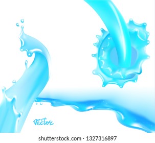 water blue liquid spray vector realistic 3d illustration