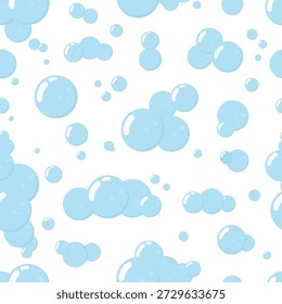 Patrón transparente de burbujas de jabón azul agua. Textura de espuma de jabón, marino, fondo de acuario. Impresión textil, tela, diseño de papel de embalaje