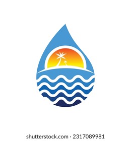 agua, azul, sol, olas, luz solar, árboles, palmeras, amarillo, naranja