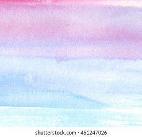 Water blue violet pink colorful hand drawn paper grain texture vector striped banner. Abstract watercolor brush paint strokes card for greeting, invitation, wallpaper