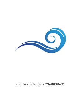 Logo de la plantilla del vector de la playa de ola azul de agua