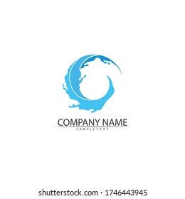 Water blue wave and drop Logo Template vector illustration design