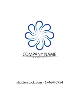 Diseño de ilustraciones vectoriales de plantillas de logotipos de ondas y caídas de agua azul