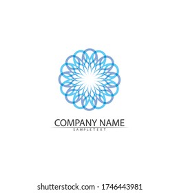Blau-Welle und Blende-Logo-Vorlage Vektor-Design