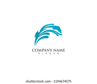 water blue wave splash logo and vector  