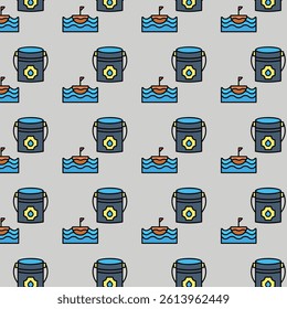 water boat and buket icon pattern design