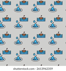 water boat and drop icon pattern design