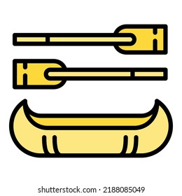 Water boat icon outline vector. Canoe lake. Active adventure