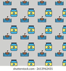 water boat and jar icon pattern design 
