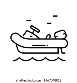 Water boat line icon, concept sign, outline vector illustration, linear symbol.