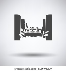 Water boat ride icon on gray background, round shadow. Vector illustration.