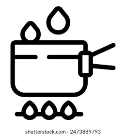 Water boiler heating on gas stove with evaporation using energy for cooking