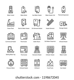 Water Boiler Line Vector Icons
