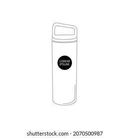 Botella de agua 16oz con tapa,vector de diseño de icono plano