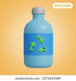 water bottle 3D vector icon set, on a orange background