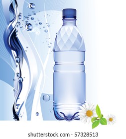 Water bottle. All elements and textures are individual objects. Vector illustration scale to any size.