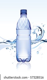 Water bottle. All elements and textures are individual objects. Vector illustration scale to any size.