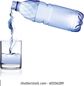 Water bottle. All elements and textures are individual objects. Vector illustration scale to any size.