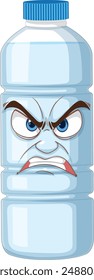 A water bottle with an angry face
