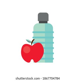 water bottle with apple isolated icon vector illustration design