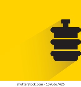 water bottle or beverage bottle package with drop shadow in yellow background