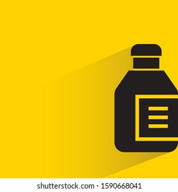 water bottle or beverage bottle package with drop shadow in yellow background