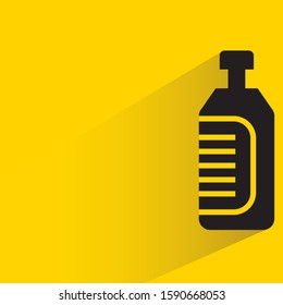 water bottle or beverage bottle package with drop shadow in yellow background