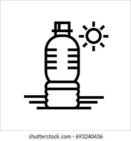 Water bottle black & white outline icon