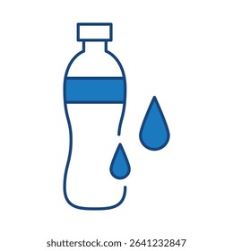 Water Bottle Blue Line Icon. Fitness, Health, Healthy Lifestyle, Wellbeing, Exercise, Health Care, Sport, Workout Editable Stroke Vector Illustration