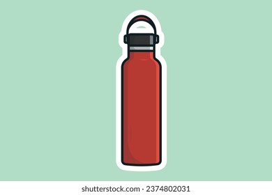 Water Bottle with Carry Strap Sticker vector illustration. Drink object icon concept. Sport and Gym drinking water bottle sticker vector design with shadow.