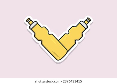 Water Bottle with Carry Strap Sticker vector illustration. Drink object icon concept. Sport and Gym drinking water bottle sticker vector design with shadow.