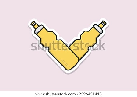 Water Bottle with Carry Strap Sticker vector illustration. Drink object icon concept. Sport and Gym drinking water bottle sticker vector design with shadow.