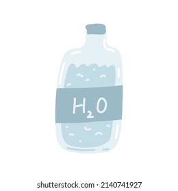 Water bottle in cartoon flat style isolated on white background. Vector illustration of zeo waste ware