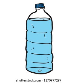 water bottle cartoon illustration in hand drawn style isolated on white