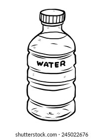 Water Bottle / Cartoon Vector And Illustration, Black And White, Hand Drawn, Sketch Style, Isolated On White Background.